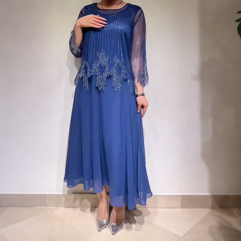 Isabella™ | Elegantní midi šaty s průhlednými rukávy a jemnými detaily