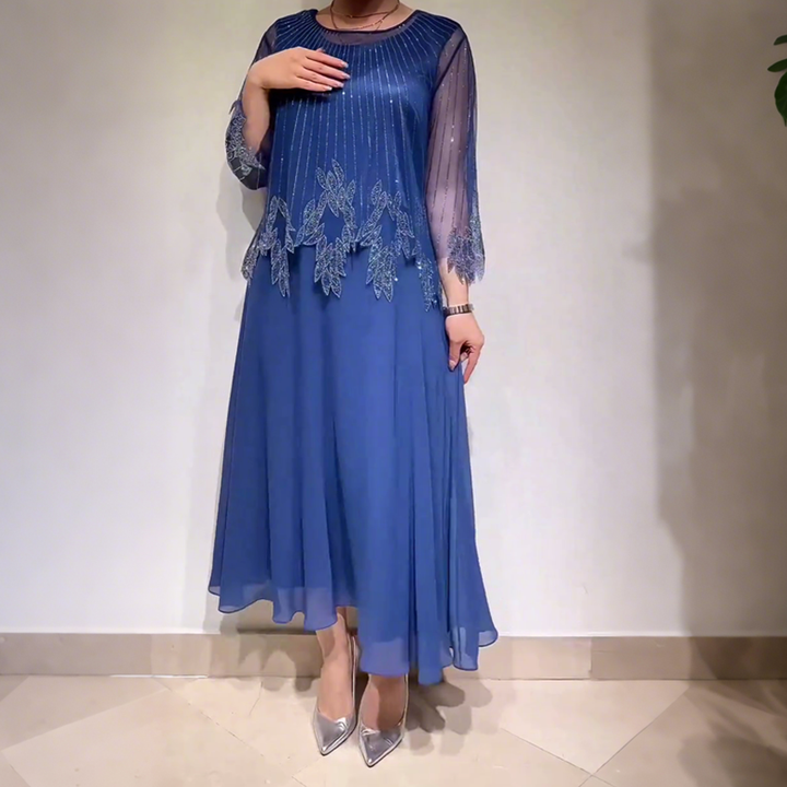 Isabella™ | Elegantní midi šaty s průhlednými rukávy a jemnými detaily
