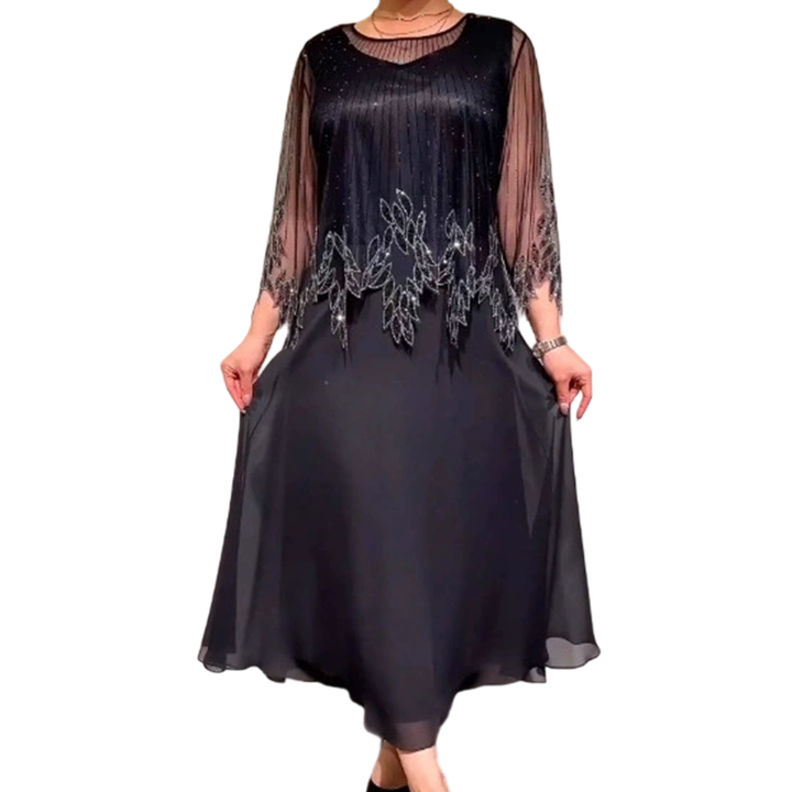 Isabella™ | Elegantní midi šaty s průhlednými rukávy a jemnými detaily