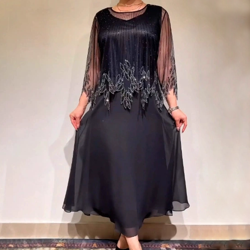 Isabella™ | Elegantní midi šaty s průhlednými rukávy a jemnými detaily