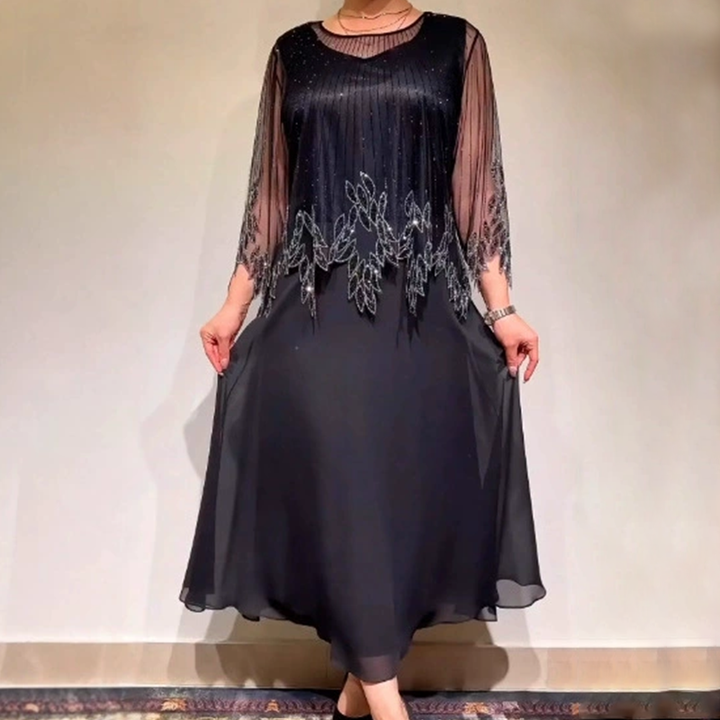 Isabella™ | Elegantní midi šaty s průhlednými rukávy a jemnými detaily
