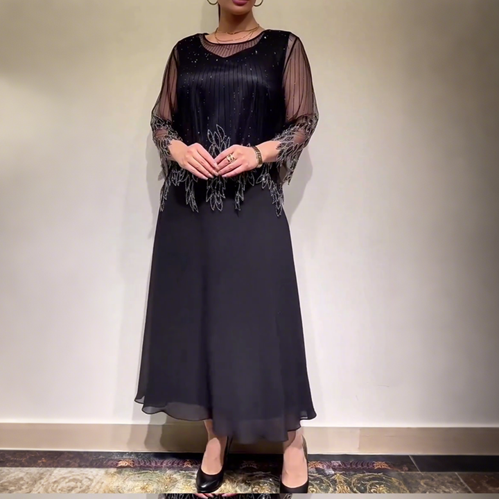 Isabella™ | Elegantní midi šaty s průhlednými rukávy a jemnými detaily