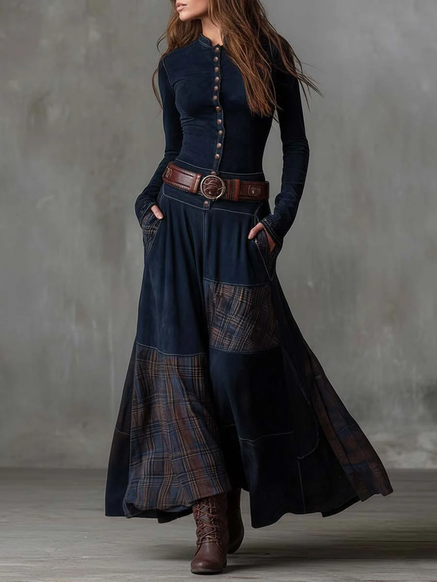 Helena | Granátové sametové maxi šaty s páskem