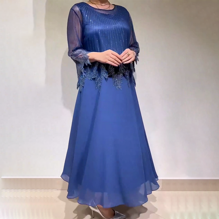 Isabella™ | Elegantní midi šaty s průhlednými rukávy a jemnými detaily